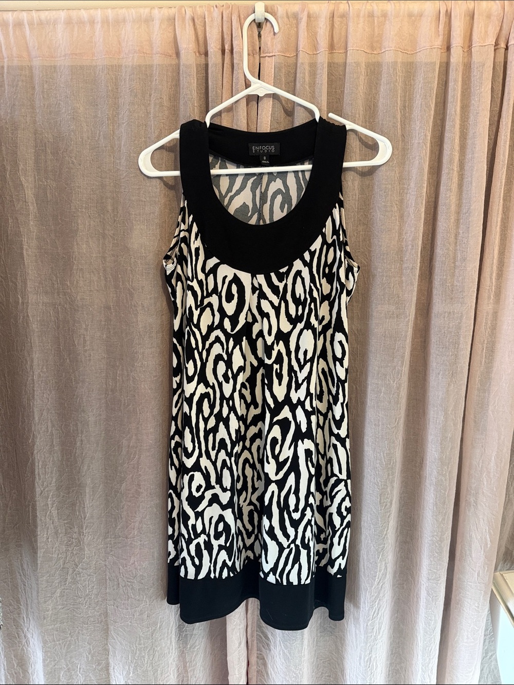 Enfocus Studio Black and White Animal Print Midi Dress